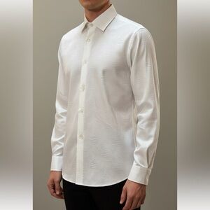 Bugatchi White Textured Dress Shirt